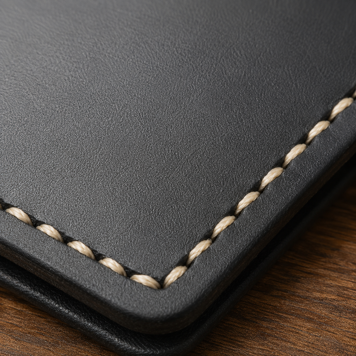 Horizontal Bifold Wallet in Black - macro