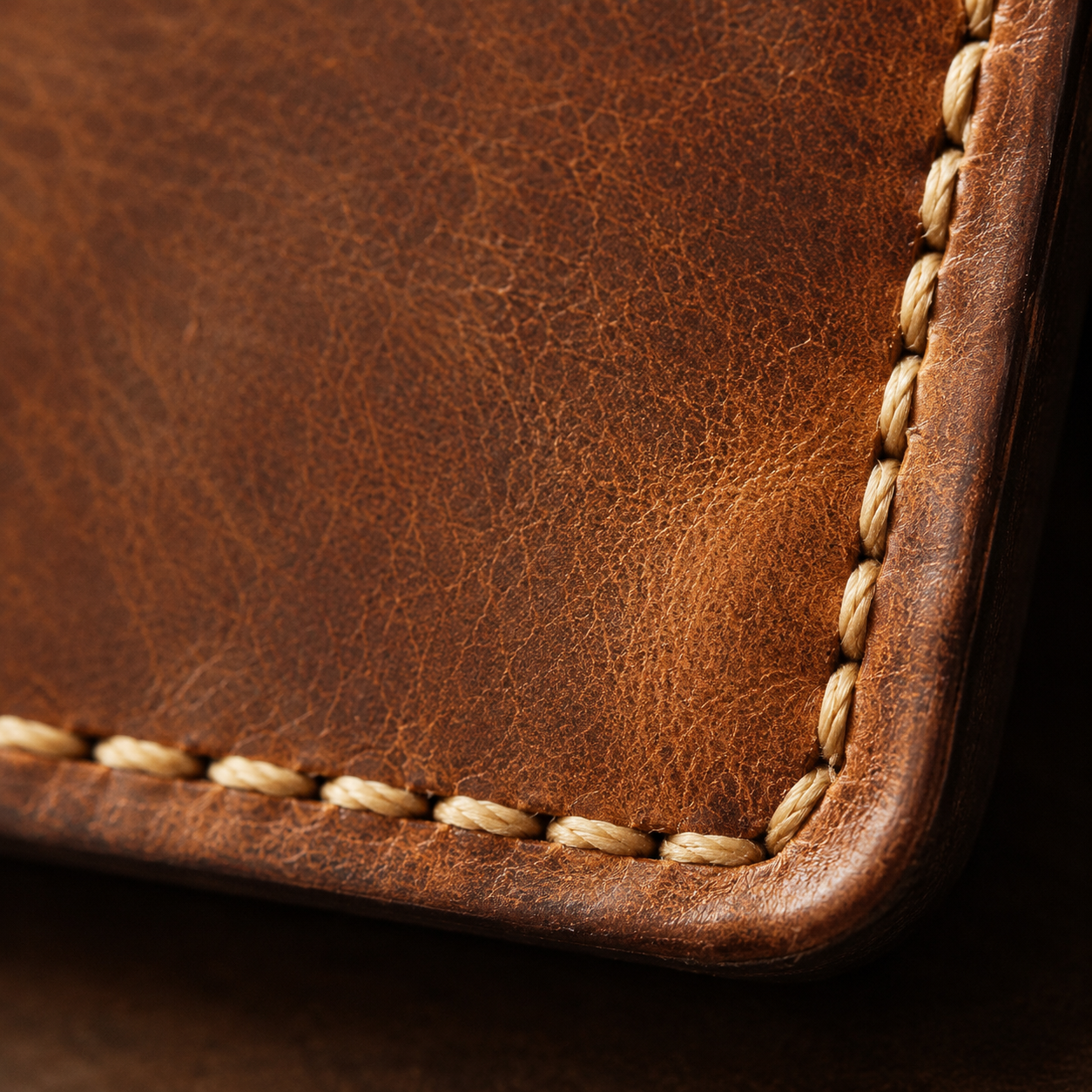 Horizontal Bifold Wallet in Cognac - macro