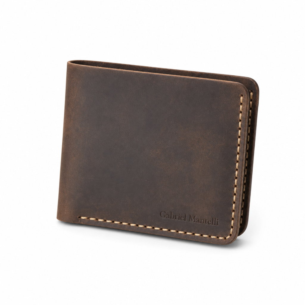 Horizontal Bifold Wallet in Dark Brown - angle