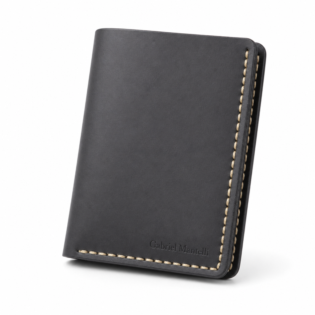 Vertical Bifold Wallet in Black - angle