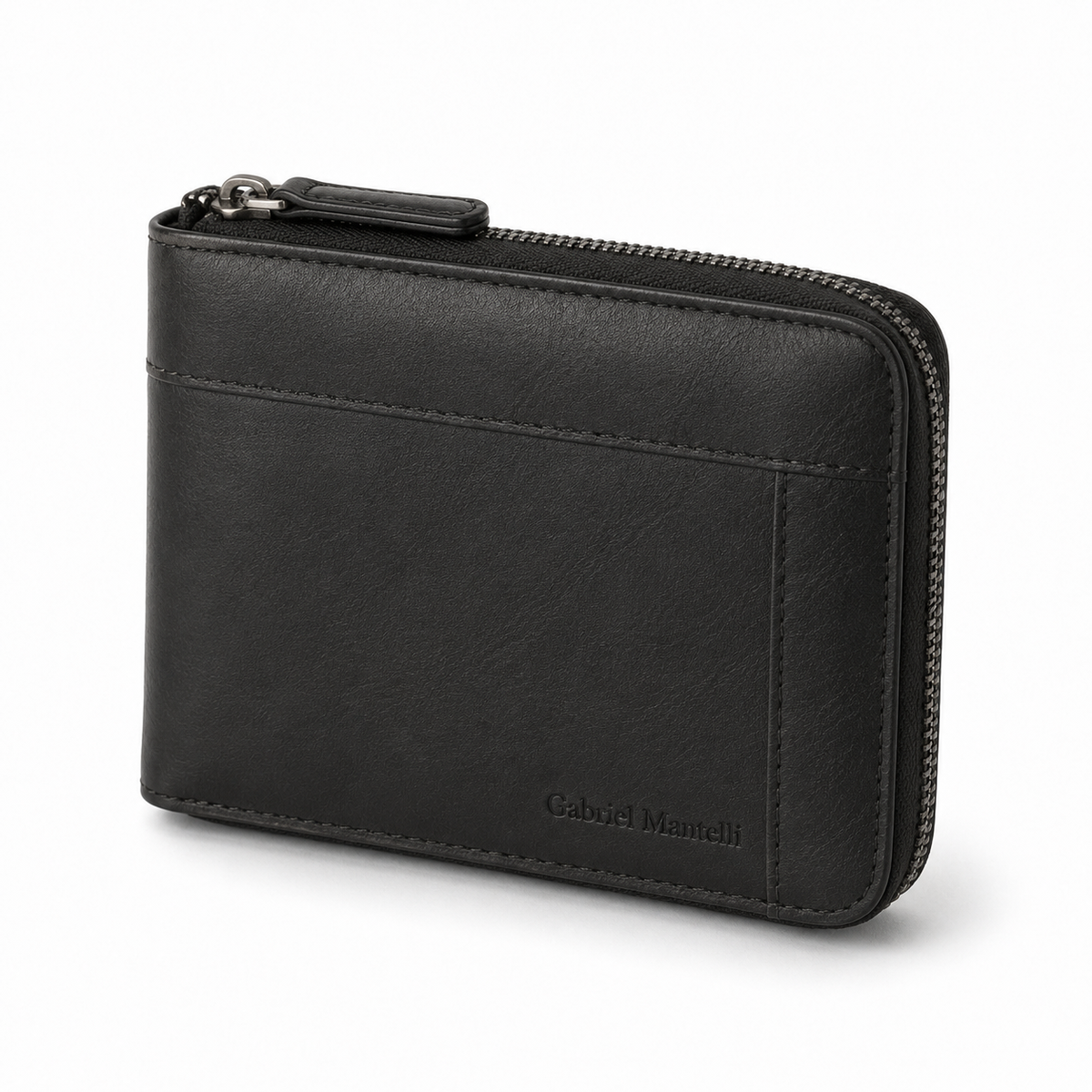Zip-Around Wallet in Black - angle