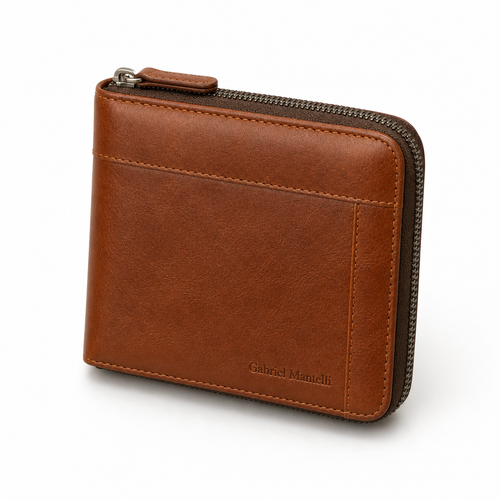 Zip-Around Wallet in Cognac - angle