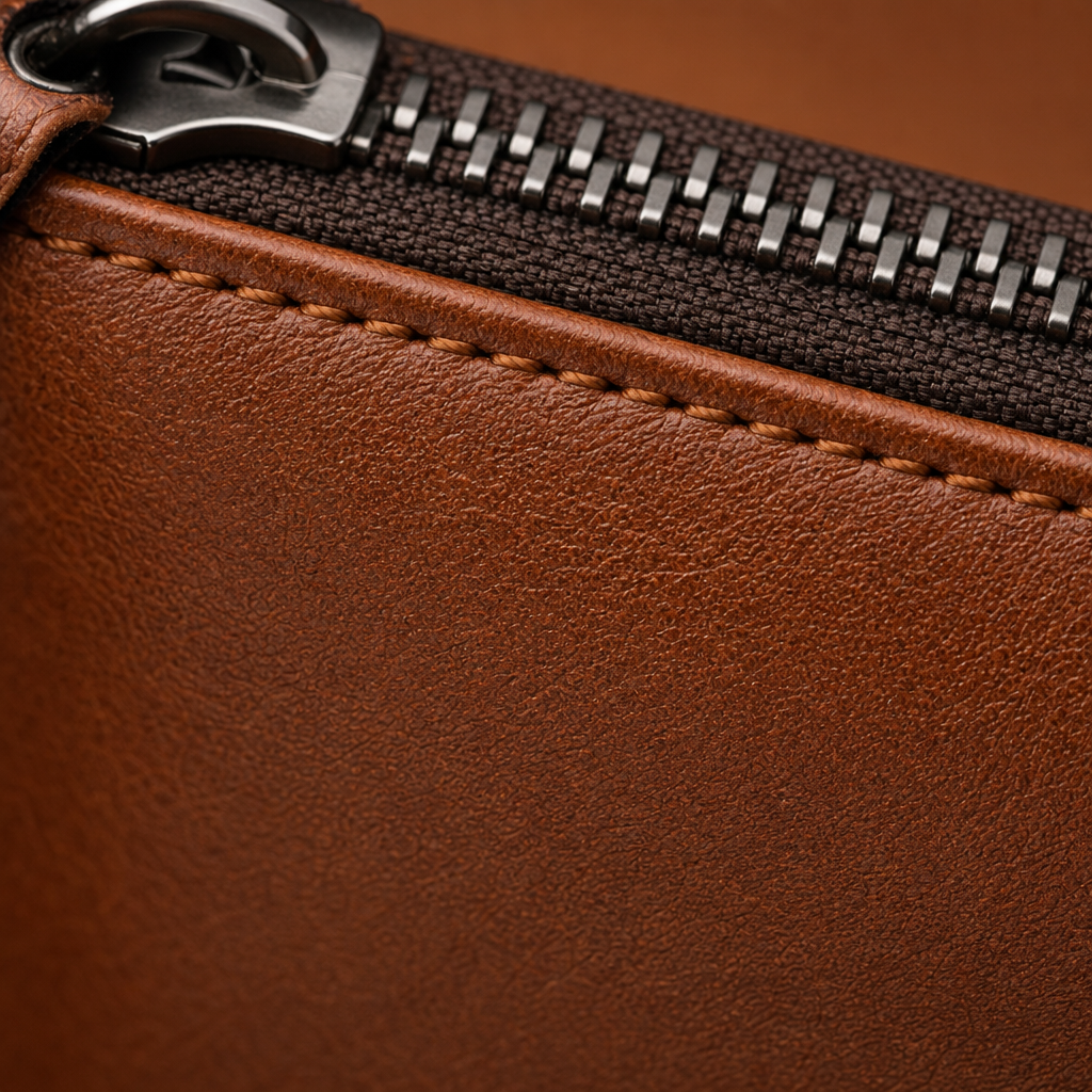 Zip-Around Wallet in Cognac - macro